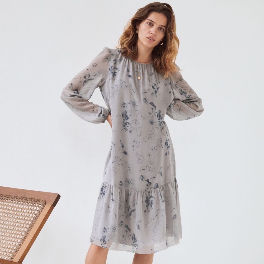Aritzia Wilfred⎜MIRIAM DRESS⎜DRY BASIL / GRANITE BLUE